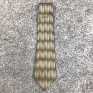 Milano Uomo Mens Tie Necktie Brown Beige Imported Silk Geometric Made In USA